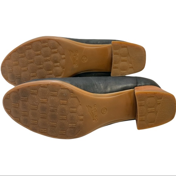 Dansko Preston Pump Wooden Black Leather Loafer Stacked Closed Toe Block Heel - Picture 12 of 12